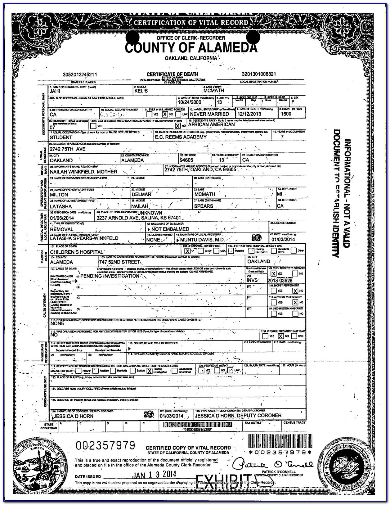 Alameda County Death Certificate Application