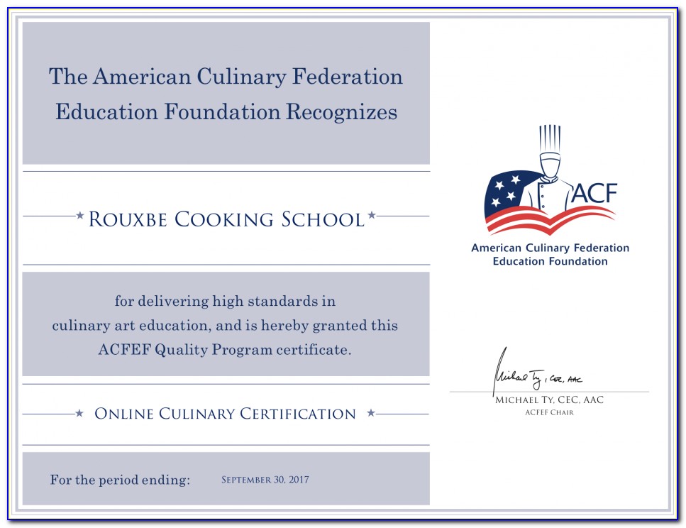 American Culinary Federation Certification Levels