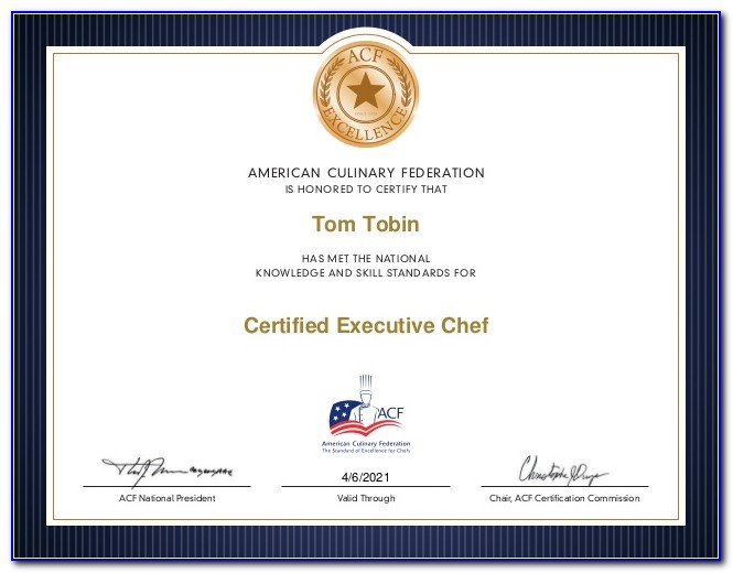 American Culinary Federation Certification Verification