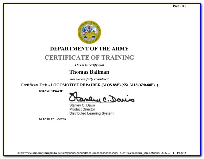 Army Cyber Security Awareness Training Certificate