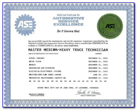 Ase Diesel Certification Online