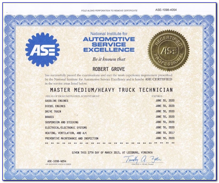 Ase Diesel Tech Certification