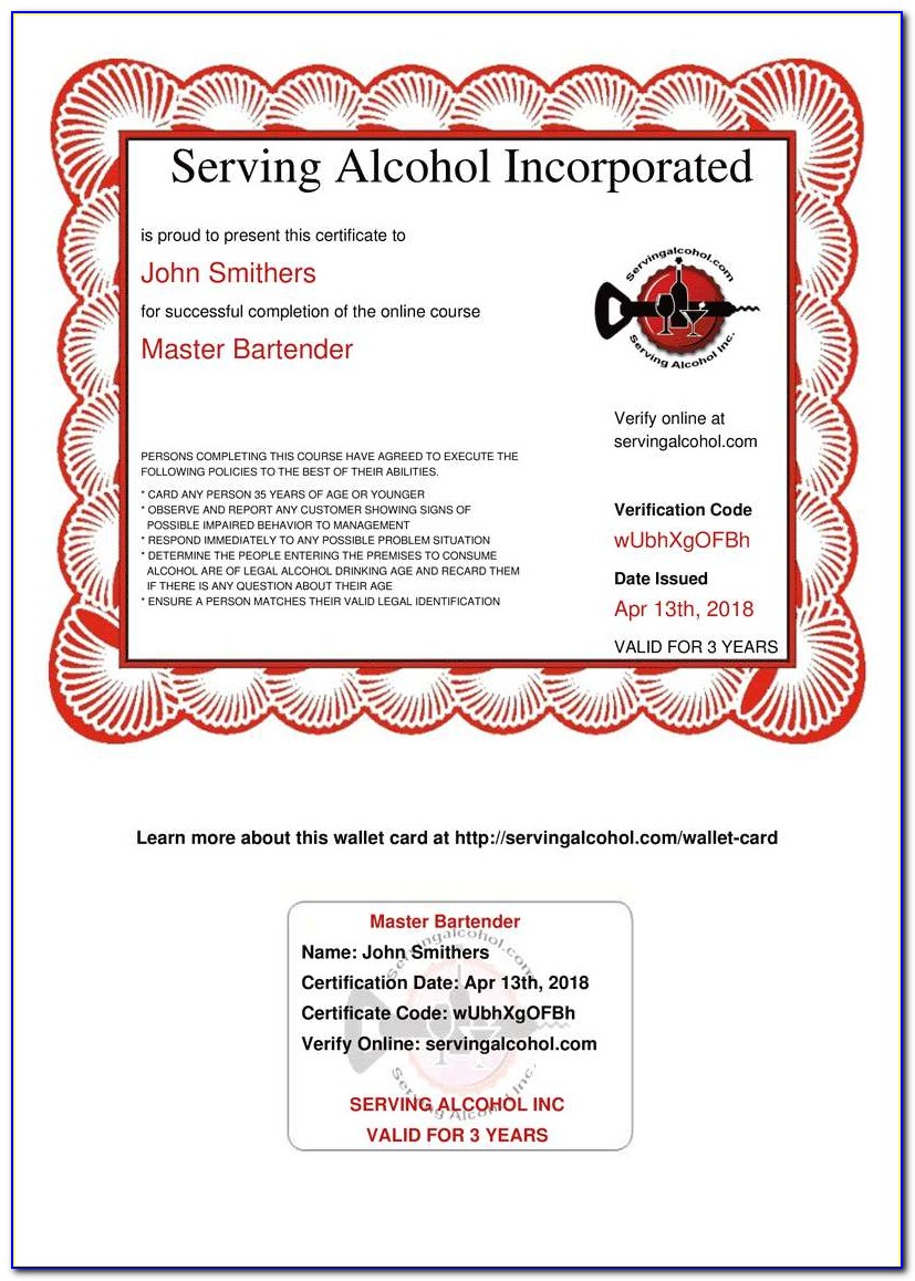 Bartender Certification Online Texas