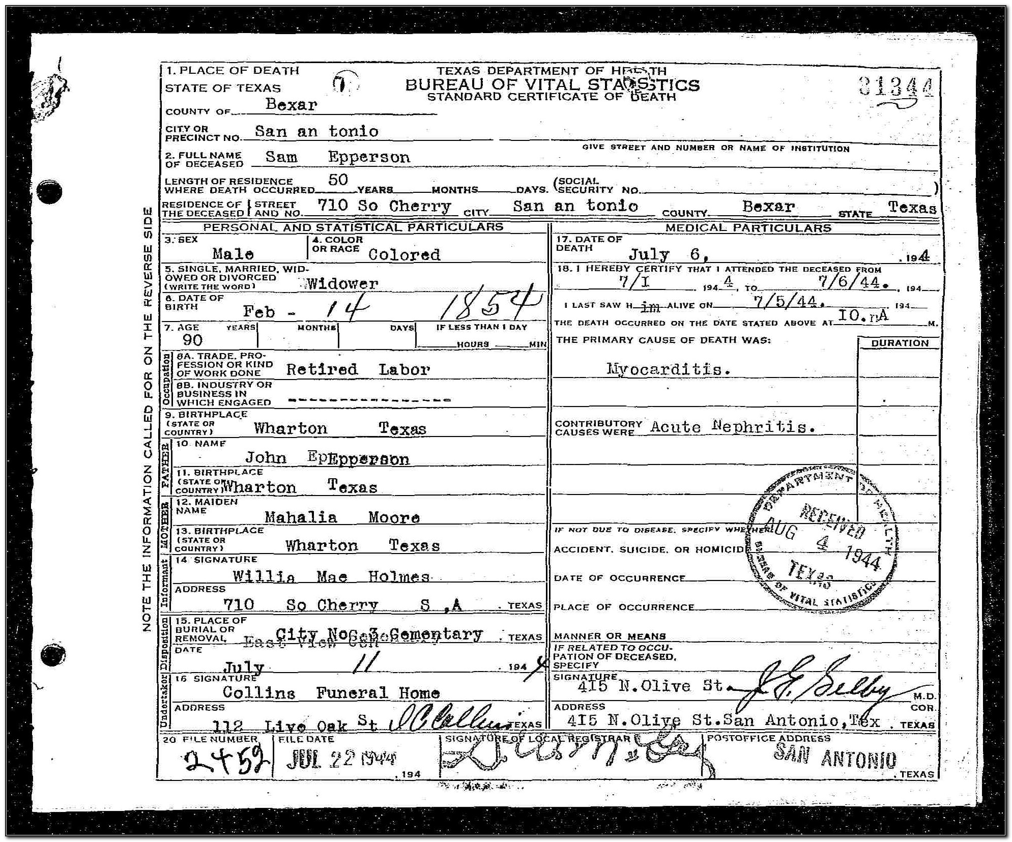 Bexar County Death Certificate Search