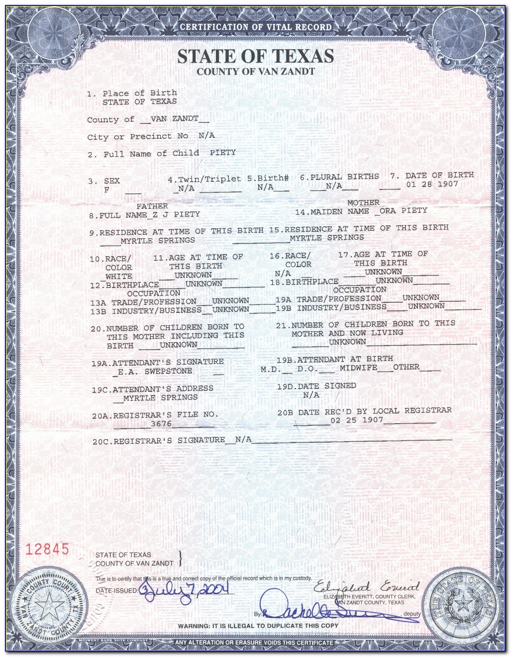 Birth Certificate Replacement Brownsville Texas