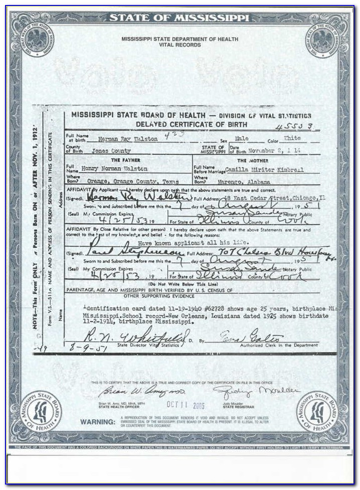 Birth Certificate Replacement Mississippi Online