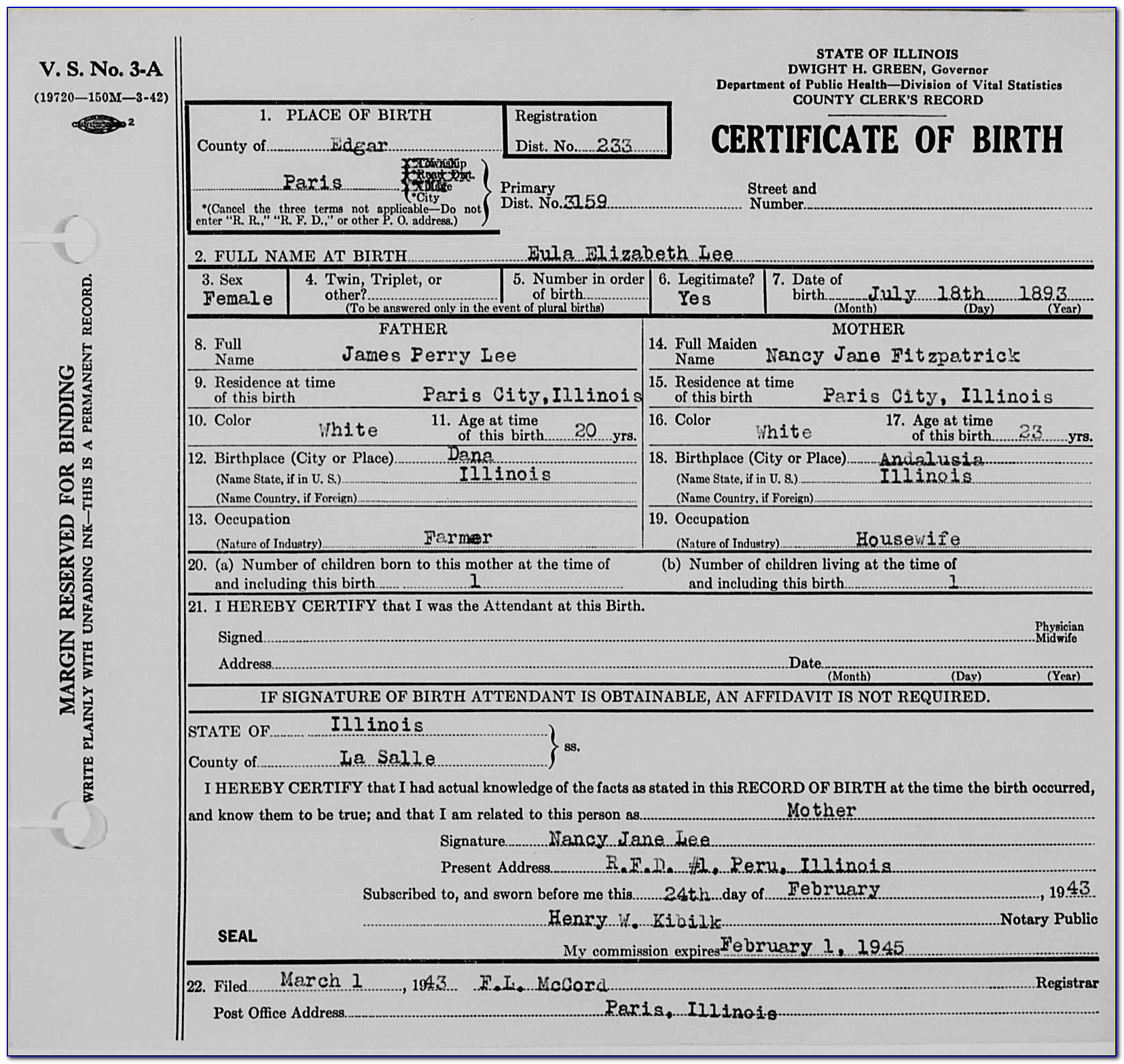 Birth Certificate Replacement Peoria Il