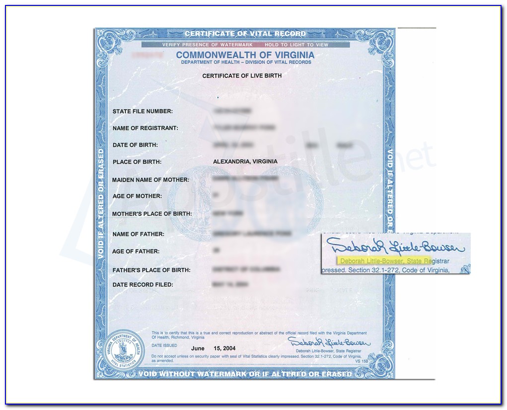 Birth Certificate Virginia Newborn Status