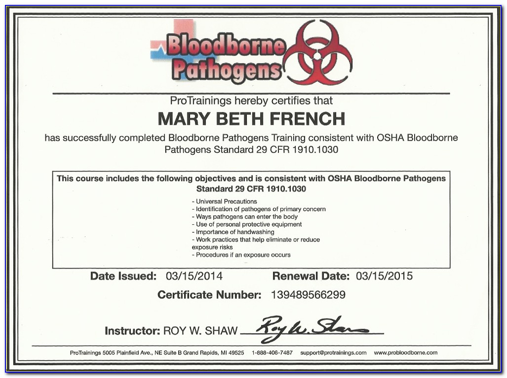 Bloodborne Pathogen Certification