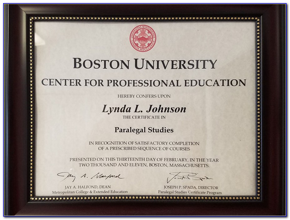 Boston University Paralegal Certificate Cost