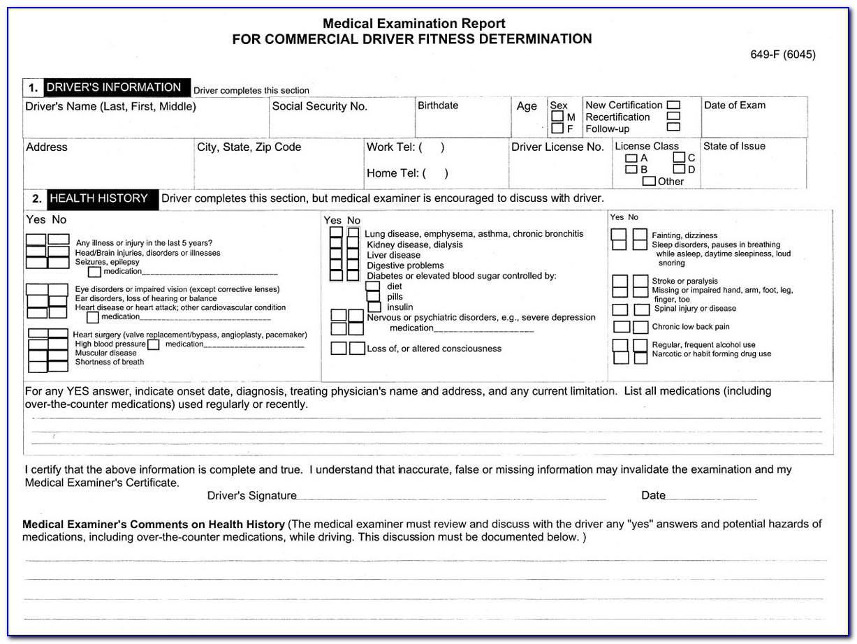 Cdl Medical Examiner's Certificate Form