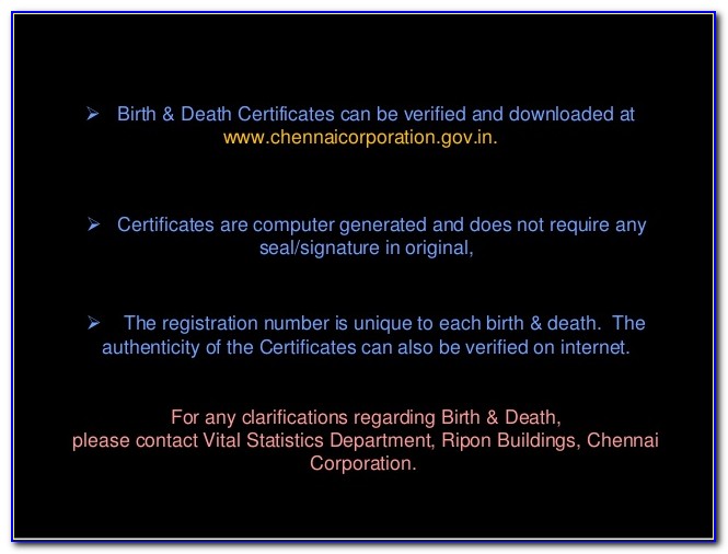 Chennai Corporation Birth Certificate Name Inclusion