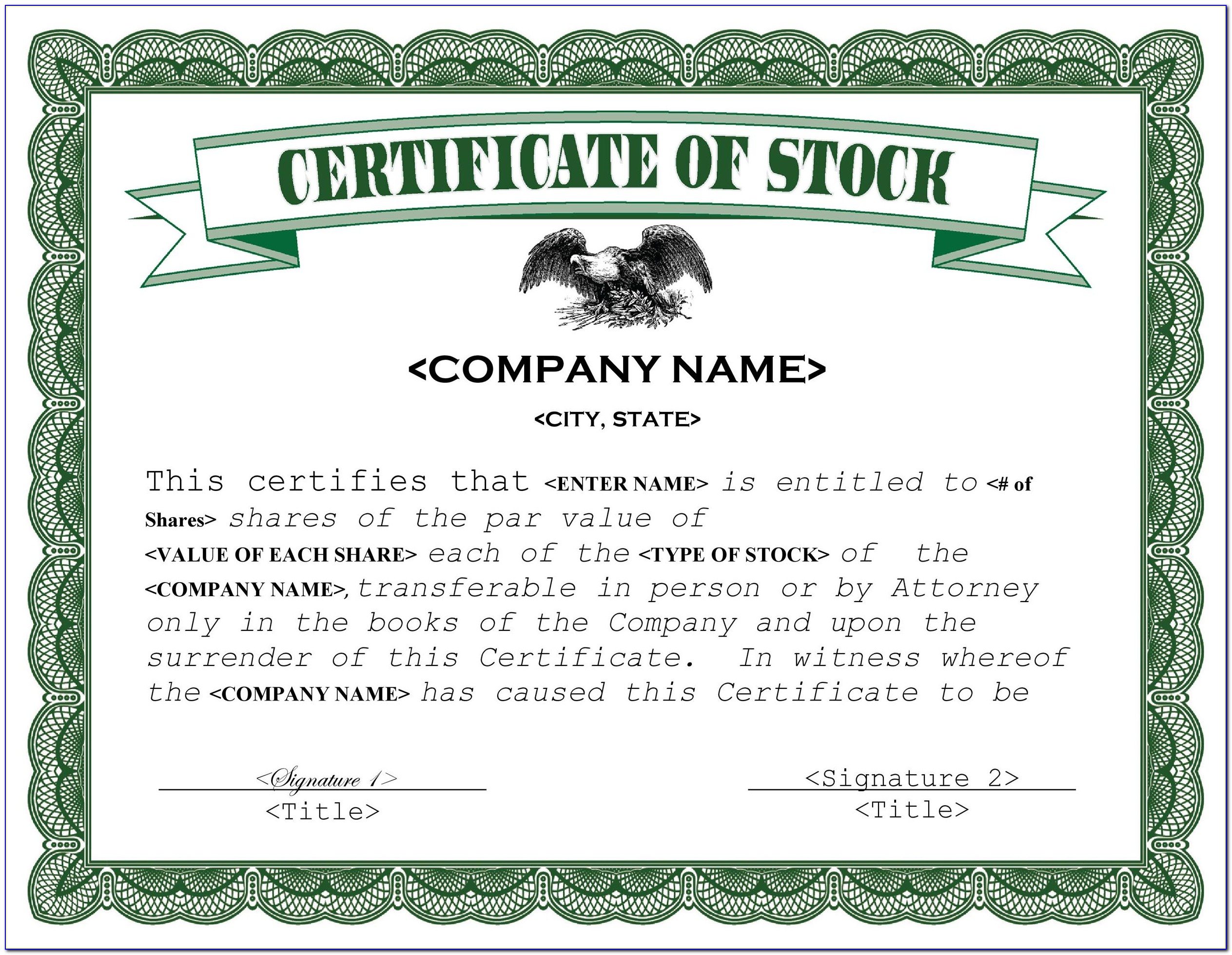 Closing Stock Certificate Format In Word