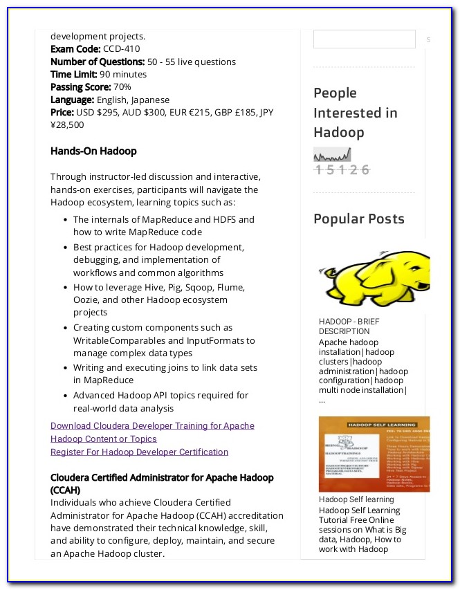 Cloudera Hadoop Certification Dumps Pdf