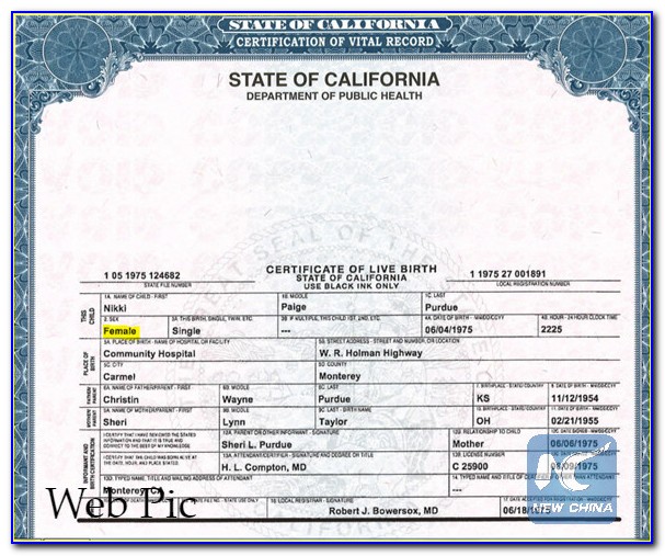 Copy Of Birth Certificate Santa Clara County Ca