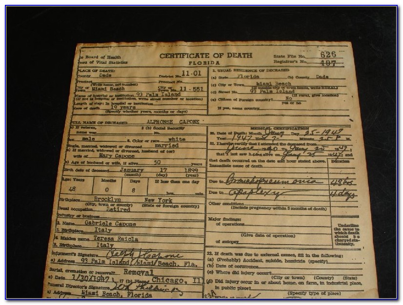 Copy Of Death Certificate Miami Dade County