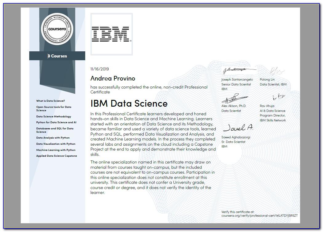 Coursera Ibm Data Science Professional Certificate Price