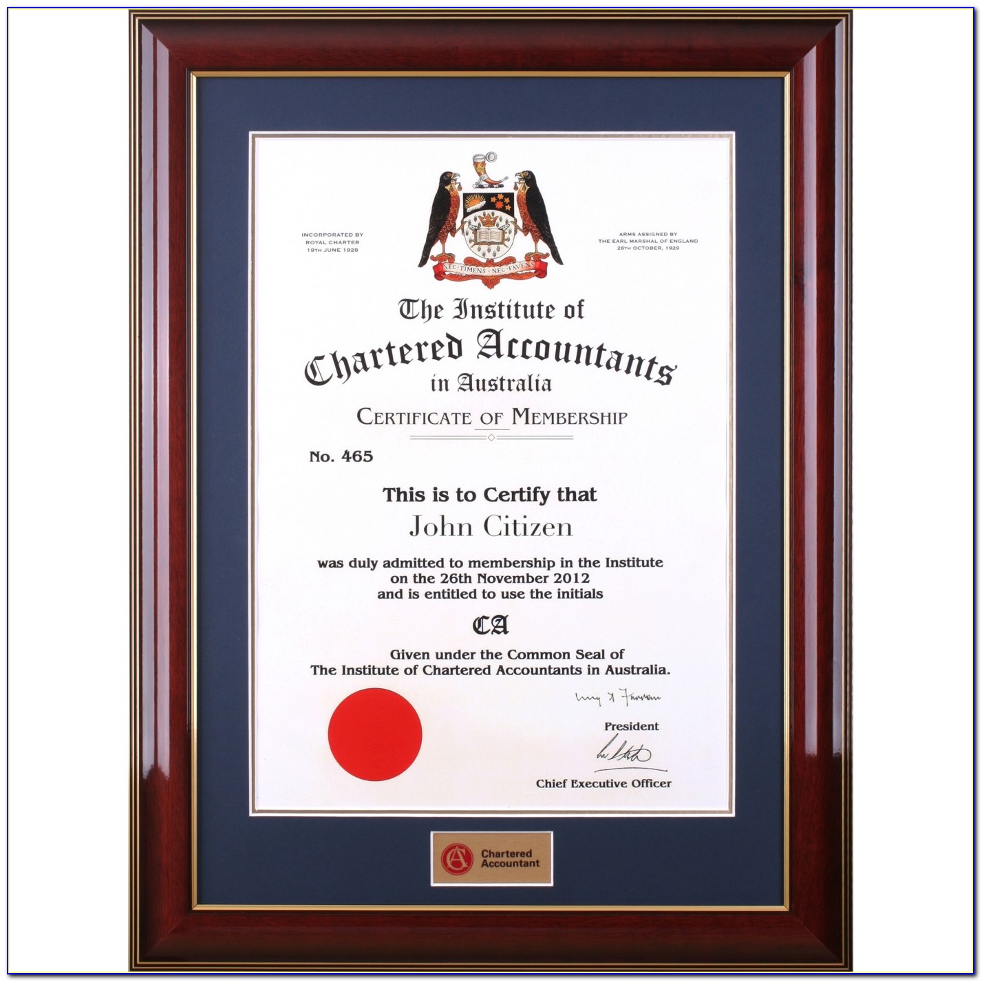 Cpa Certificate Frame California