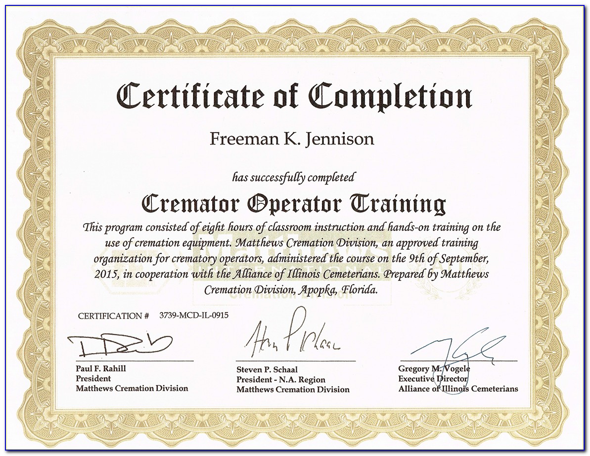 Crematory Operator Certification California