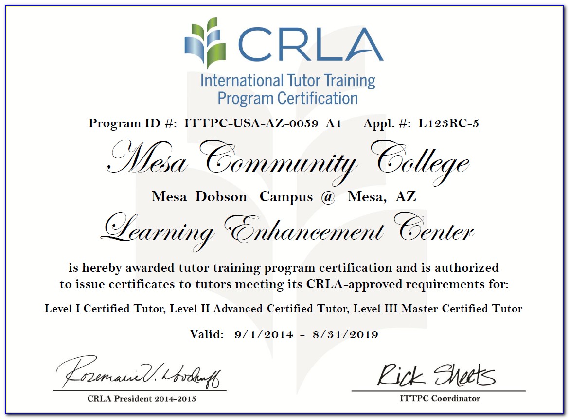 Crla Level 1 Tutor Certification