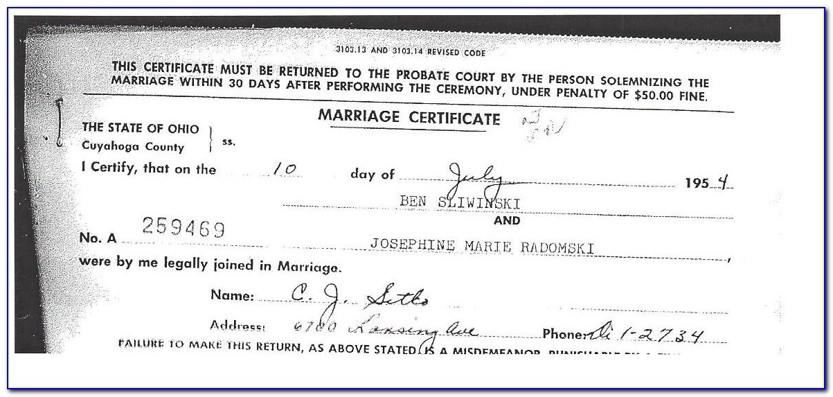 Cuyahoga County Marriage License Docket