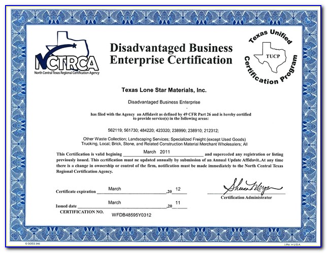 Dbe Certification Houston Texas