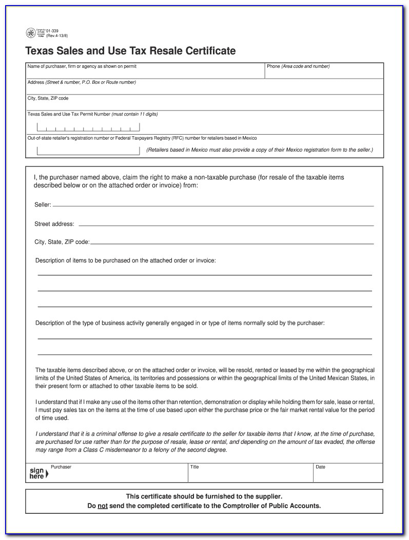 Delaware Resale Certificate Form