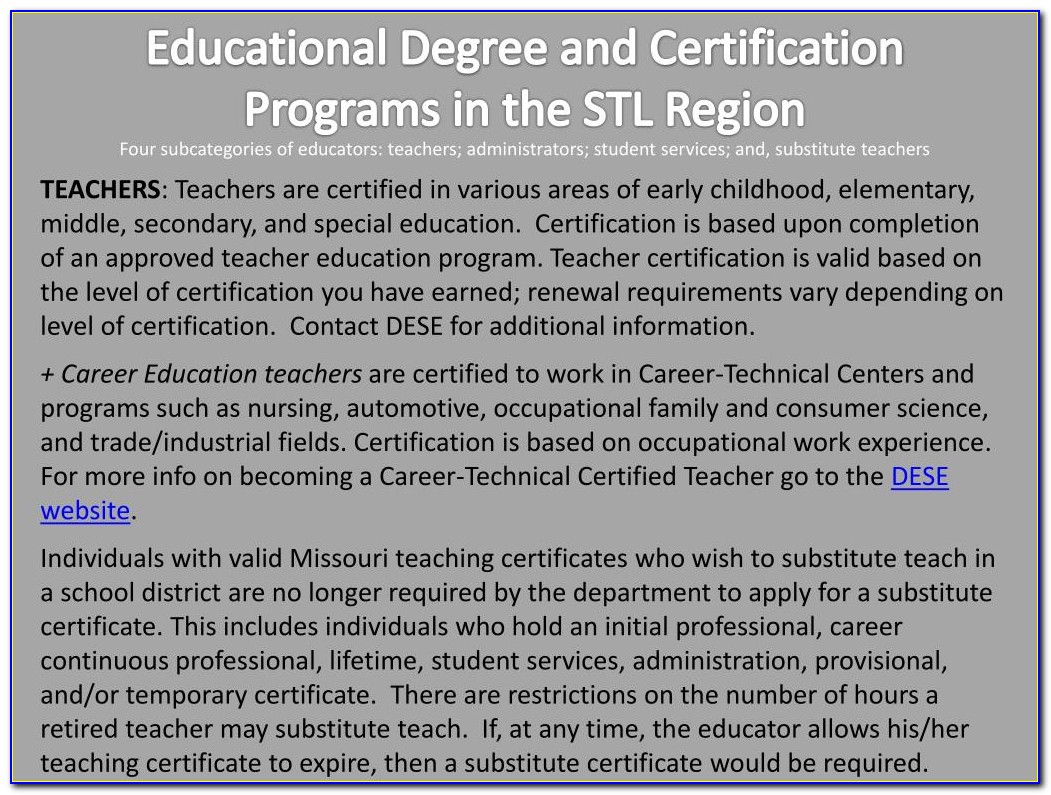 Dese Substitute Teacher Certification