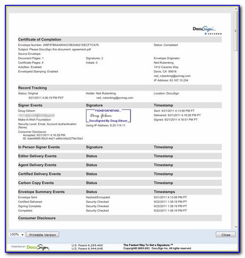 Docusign Certificate Of Completion Api