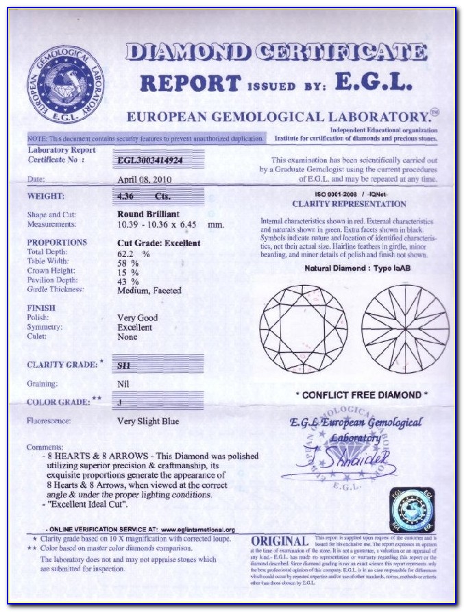 Egl Diamond Certification Number