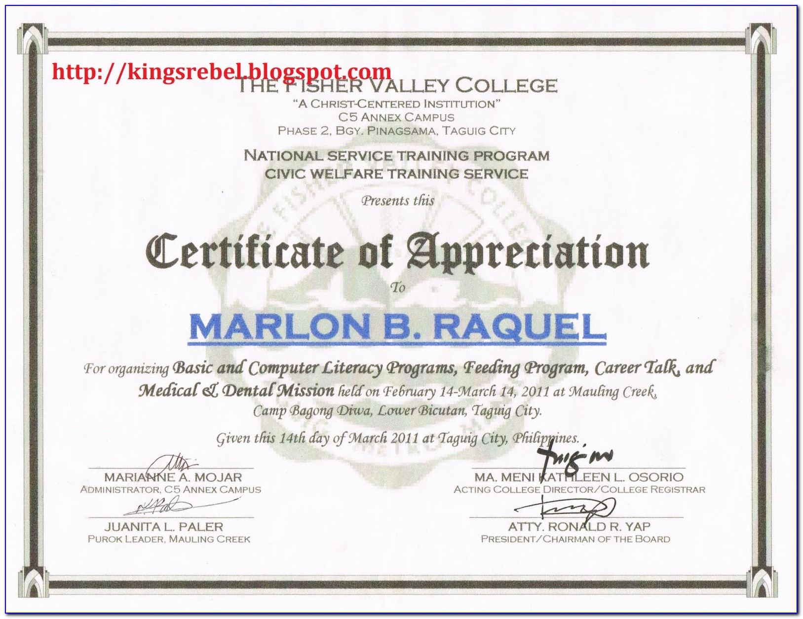 Example Of Certificate Of Appreciation For Guest Speaker