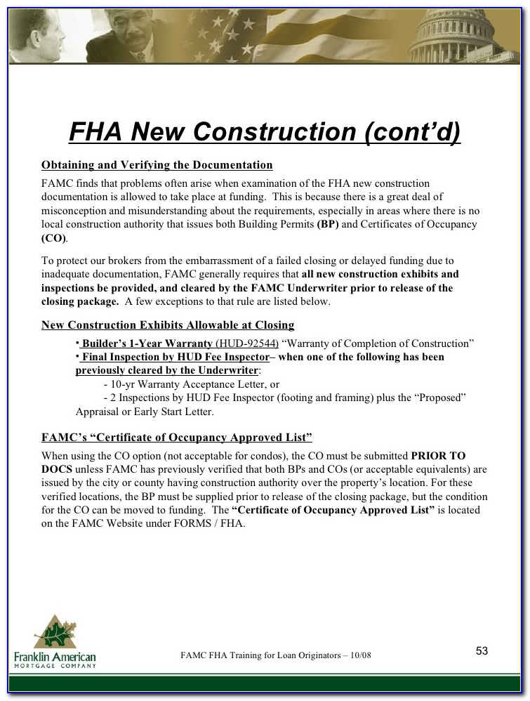 Fha Builder Certification Requirements