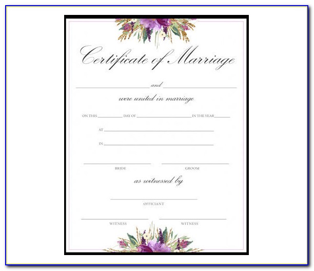 Fillable Free Editable Marriage Certificate