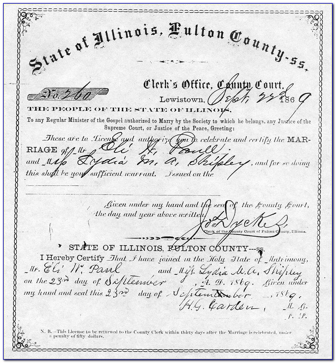 Fulton County Marriage Certificate