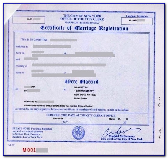Getting A Certified Copy Of Marriage Certificate Nyc