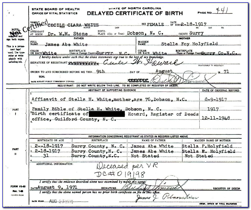Guilford County Birth Certificate