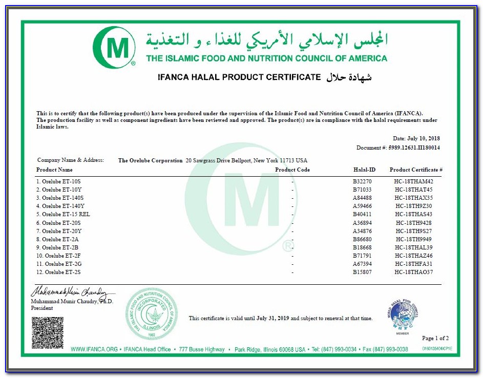 Halal Certification Usana