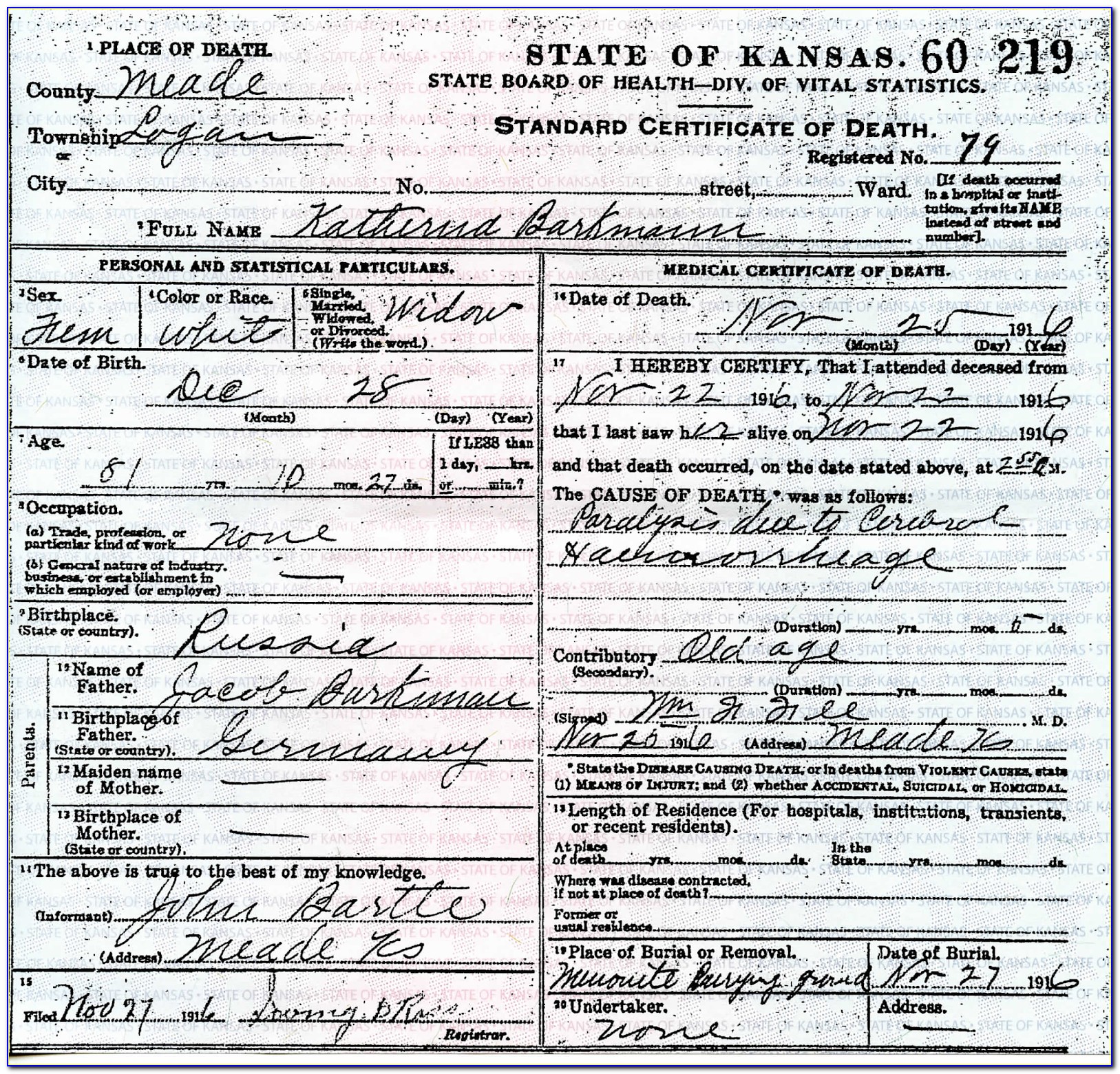 Kansas Department Of Vital Statistics Birth Certificate