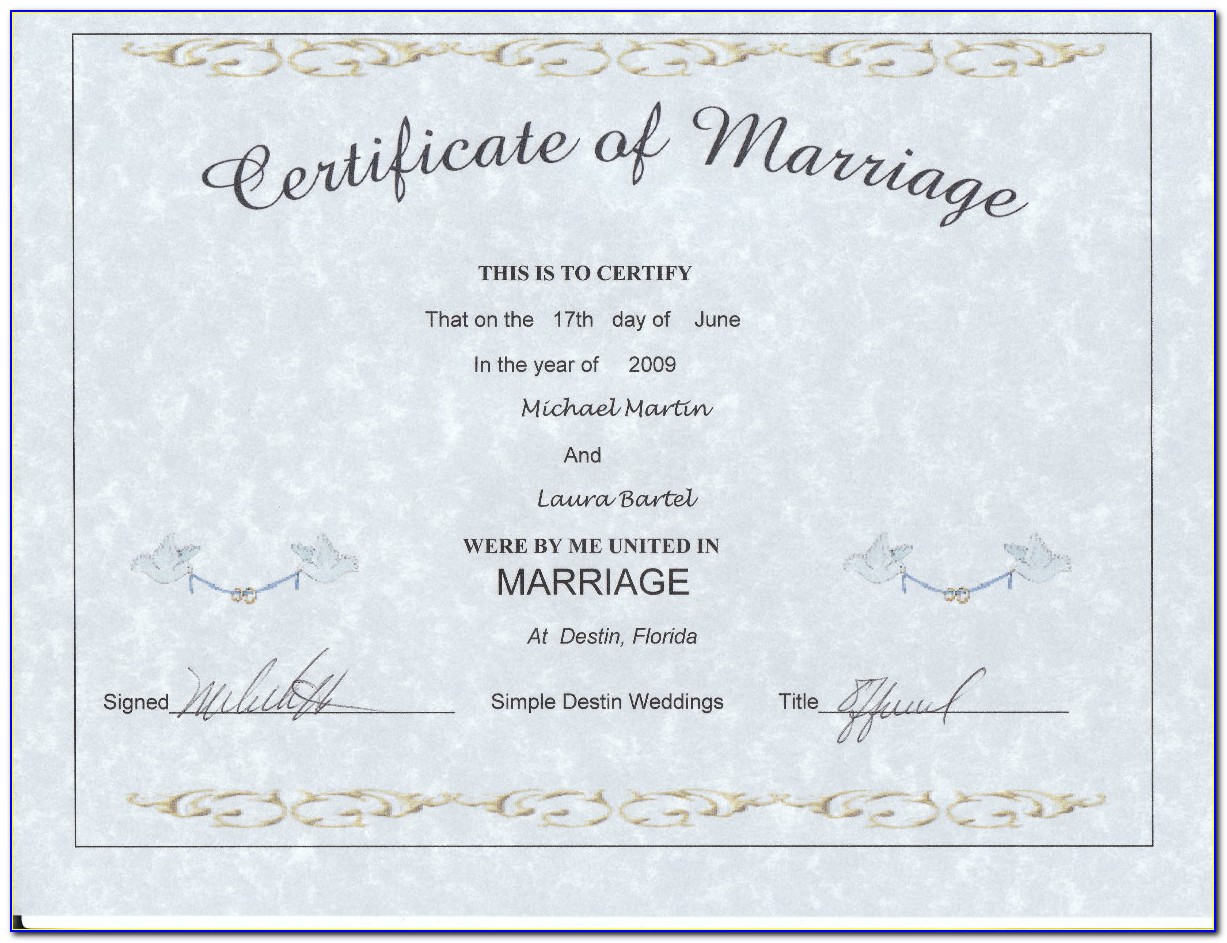 Keepsake Wedding Certificate