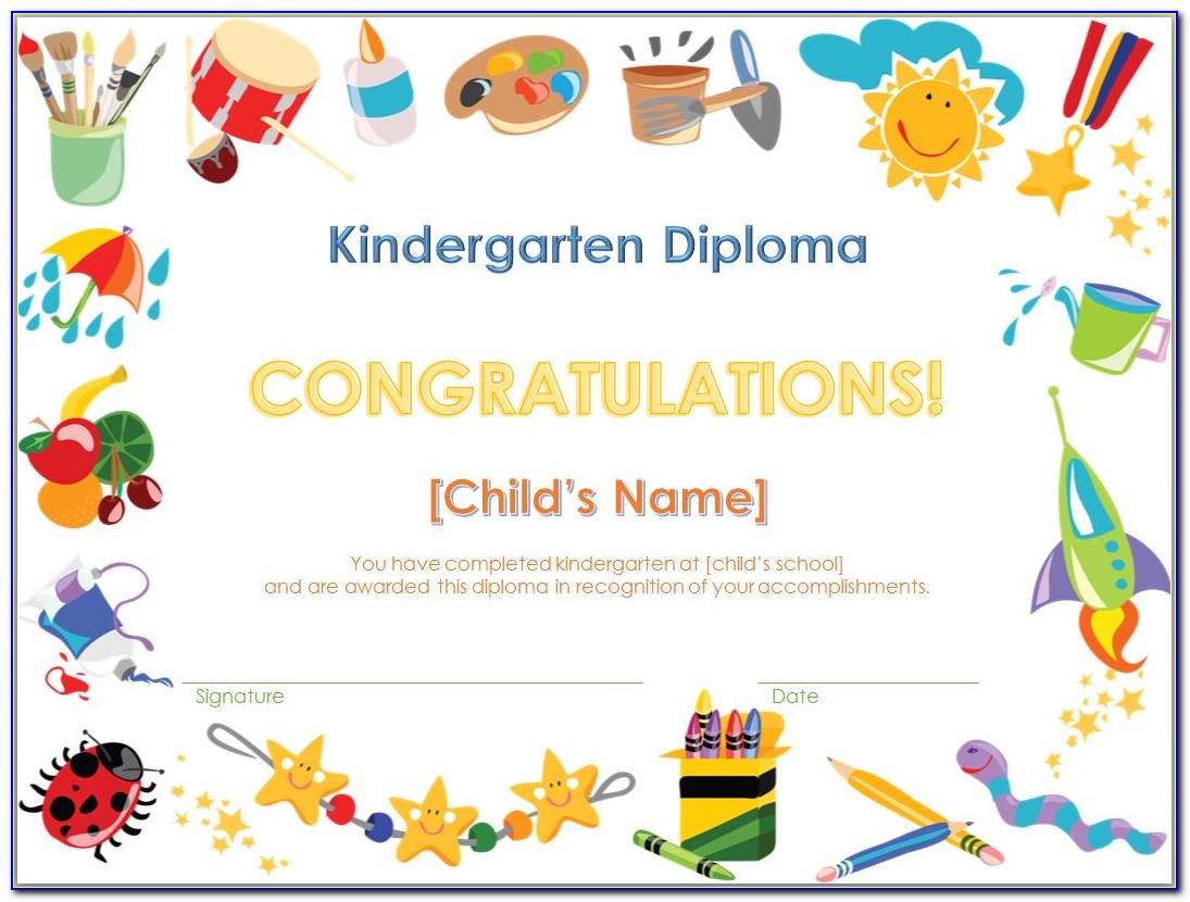 Kindergarten Graduation Certificate Template Free