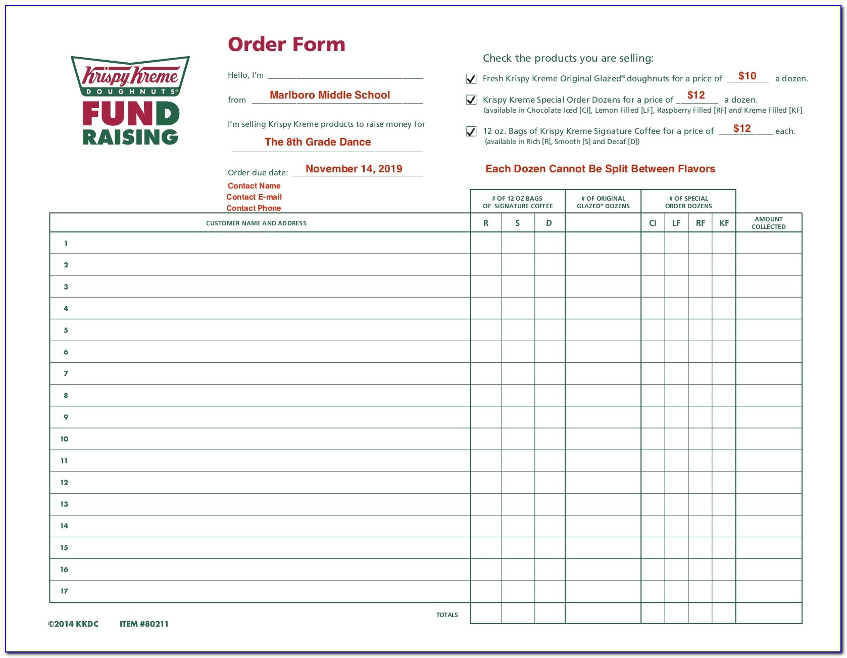 Krispy Kreme Gift Certificate Fundraiser