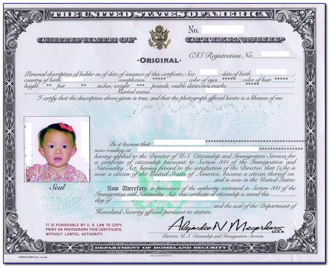 Lost The Naturalization Certificate