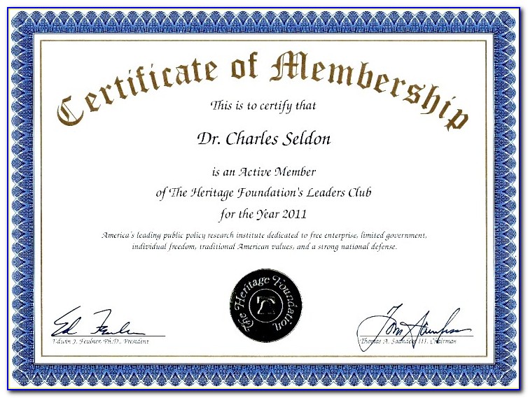 Membership Certificate Examples