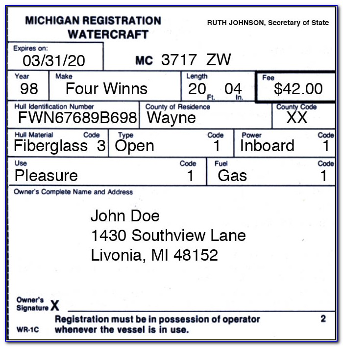 Michigan Boaters Safety Certificate Lost