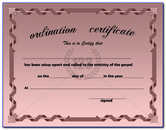 Ministry Ordination Certificate Template