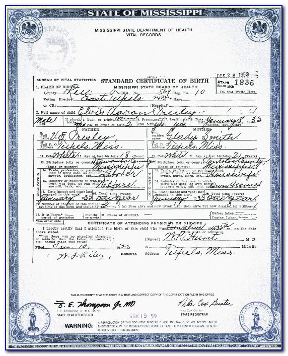 Mississippi Department Of Vital Records Birth Certificate