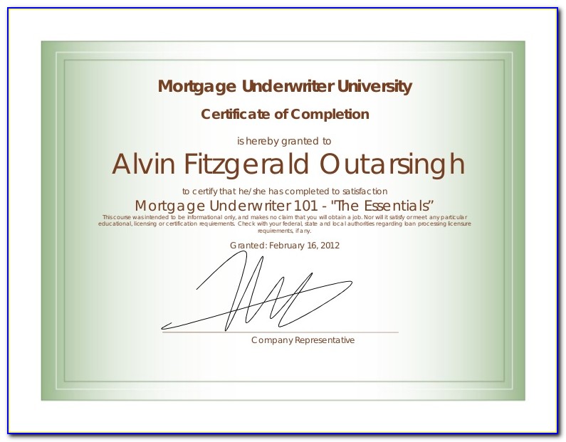 Mortgage Underwriter Classes