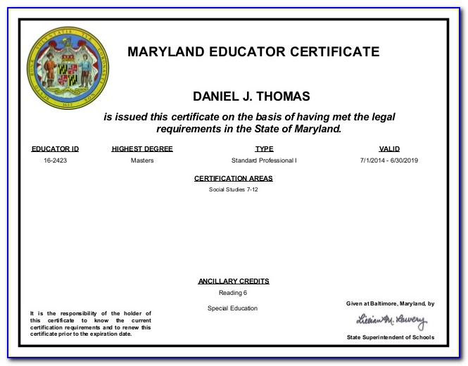 Msde Teacher Certification Requirements
