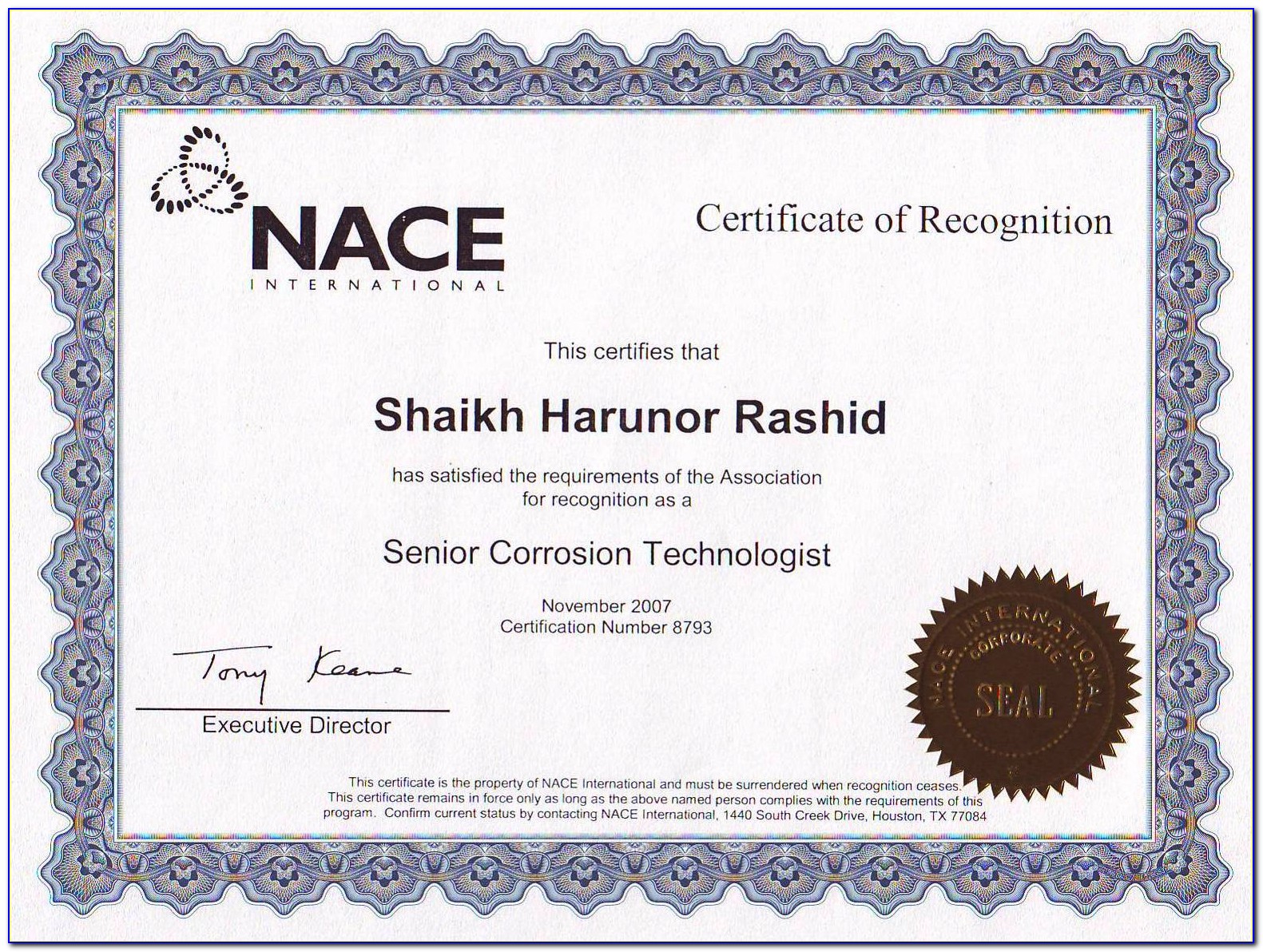 Nace 1 Certification Online