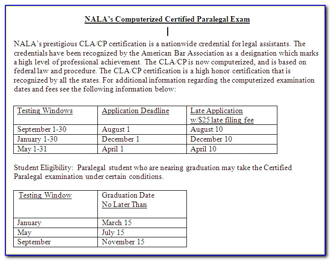 Nala Certified Paralegal Exam